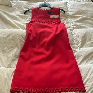 J.Crew Red Scalloped shift dress